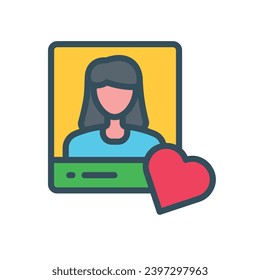 Influencer icon with picture post and heart for like