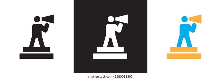 Influencer  icon set. Containing promotion, leadership, passion, marketing, etc.  isolated on white and black background. vector illustration. EPS 10