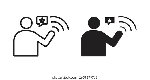 Conjunto de iconos de influencer, línea y estilo de glifo negro para el Sitio web de App de alimentos.