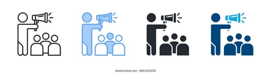 Influencer Icon Set Multiple Style. Design In Outline, Blue, Glyph, Dualtone