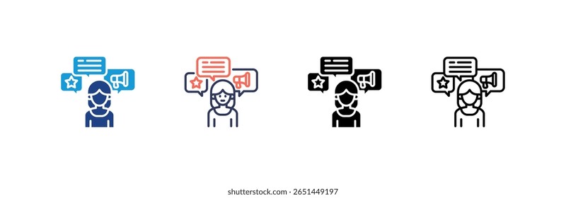Influencer icon set multiple style collection
