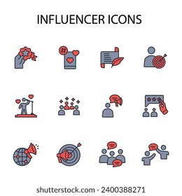 Influencer icon set.vector.Editable stroke.linear style sign for use web design,logo.Symbol illustration.