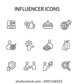 Influencer icon set.vector.Editable stroke.linear style sign for use web design,logo.Symbol illustration.