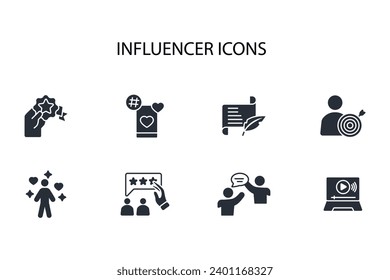 Influencer icon set.vector.Editable stroke.linear style sign for use web design,logo.Symbol illustration.