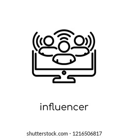 Influencer Icon. Trendy Modern Flat Linear Vector Influencer Icon On White Background From Thin Line Technology Collection, Editable Outline Stroke Vector Illustration