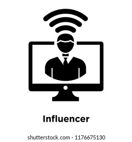 Influencer Icon Vector Isolated On White Background, Logo Concept Of Influencer Sign On Transparent Background, Filled Black Symbol