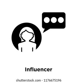 Influencer icon vector isolated on white background, logo concept of Influencer sign on transparent background, filled black symbol