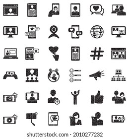Influencer Icons. Black Scribble Design. Vector Illustration.