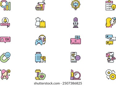 Influencer icons collection is a vector illustration with editable stroke.