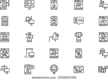 Influencer icons collection is a vector illustration with editable stroke.