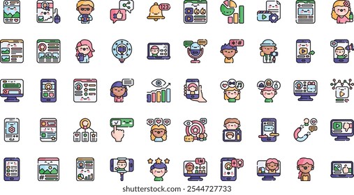Influencer icons High-Quality Vector Icons Collection with Editable Stroke. Ideal for Professional and Creative Projects.
