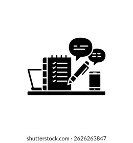 Influencer Journaling Ideas in Notebook on Desk Icon