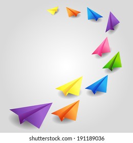 Influencer, KOL, key opinion leadership concept. Set of flying color paper planes