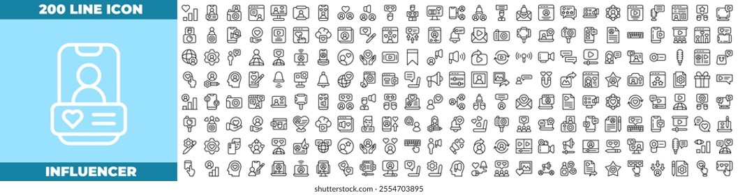Influencer Line Editable Icons set.