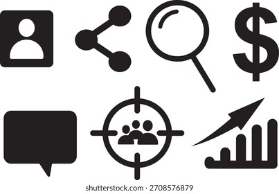 Influencer Logo Variantes, Influencer icono pictograma, Digital Influence Icons signo, megáfono, iconos de redes sociales,