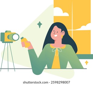 Influencer Makeing Video Content With Camera