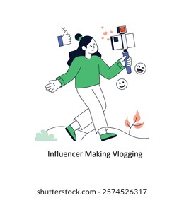  Influencer Making Vlogging Flat Style Design Vector illustration. Stock illustration