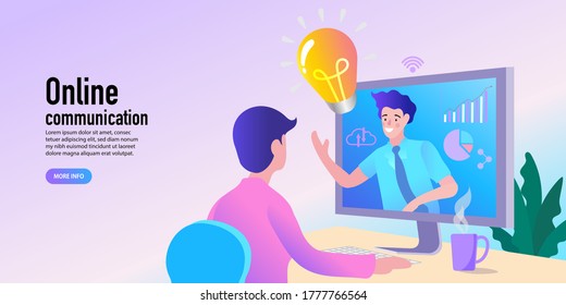 influencer marketing concept. Online influencer marketing template layout for web banner. Support center concept and customer service, Vector illustration in flat simple style. 