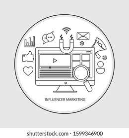 Influencer Marketing concept. Social media spreading strategy.