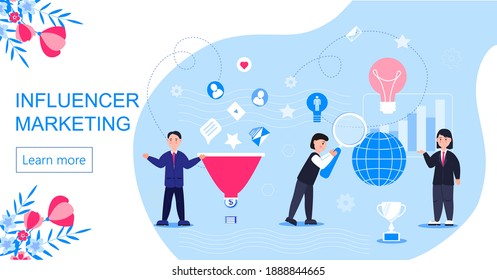 Influencer Marketing Concept Vector Landing Page Stock Vector (Royalty ...