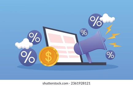 Influencer and Marketing Marketing Database.on blue background.Vector Design Illustration.
