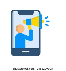 Ilustración vectorial plana de icono de marketing de influencer