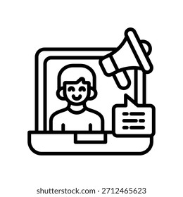 Vektorgrafik der Symbolzeile für das Marketing von Influencer