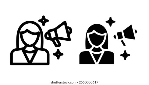 Influencer marketing Icon set in black filled and line.