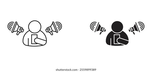 Influencer marketing Icon set in black color for ui designs