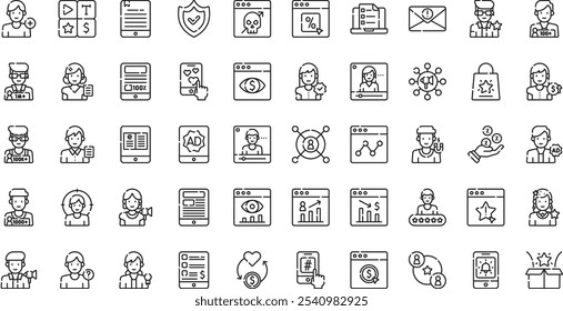 Influencer marketing icons High-Quality Vector Icons Collection with Editable Stroke. Ideal for Professional and Creative Projects.