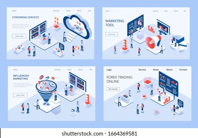 Influencer marketing isometric concept vector for landing page. Impact on B2C customers, potential buyers or consumer products in online market. Marketing e-commerce, data analysis tools.