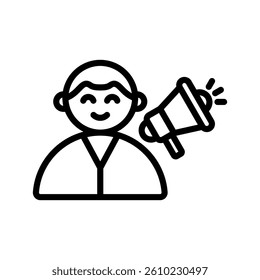 Influencer Marketing Line Vector Illustration On White Background.