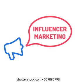 Influencer marketing. Megaphone with speech bubble icon. Flat vector illustration on white background.