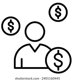 Ilustración vectorial de línea de icono de monetización de influencias