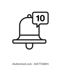 Ilustración vectorial de icono de esquema de notificación de influencer