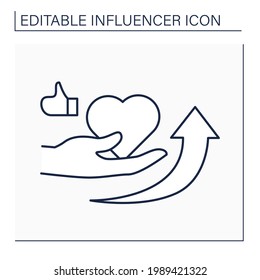 Influencer outreach line icon. Develop credibility and raise awareness for brand or product.Blogging concept. Isolated vector illustration. Editable stroke