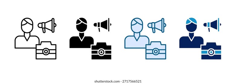 Influencer Photography Icon Set Multiple Style Collection (Conjunto de ícones de fotografia do influenciador)