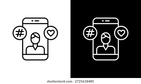 Influencer Post Outline Diseño de conjunto de iconos blancos