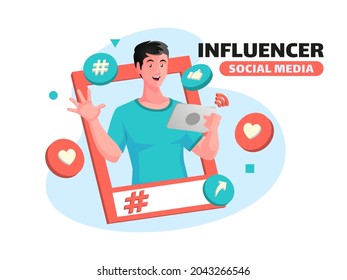 Influencer and promote social media concept