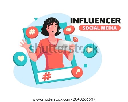 Influencer and promote social media concept