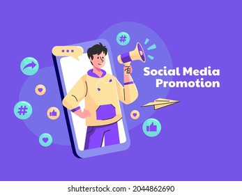 influencer and promote social media with megaphone