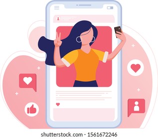 Influencer or Social Media Model taking picture of herself to be posted online