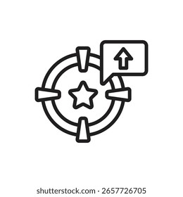 Ilustración vectorial de icono de contorno de objetivo de influencer