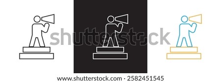 Influencer thin line icon set. Containing promotion, leadership, passion, marketing, etc.  isolated on white and black background. vector illustration. EPS 10