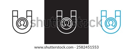 Influencer thin line icon set. Containing promotion, leadership, passion, marketing, etc.  isolated on white and black background. vector illustration. EPS 10