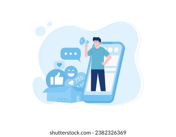 Influencer trending concept flat illustration