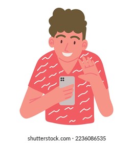 influencer using mobile phone icon isolated