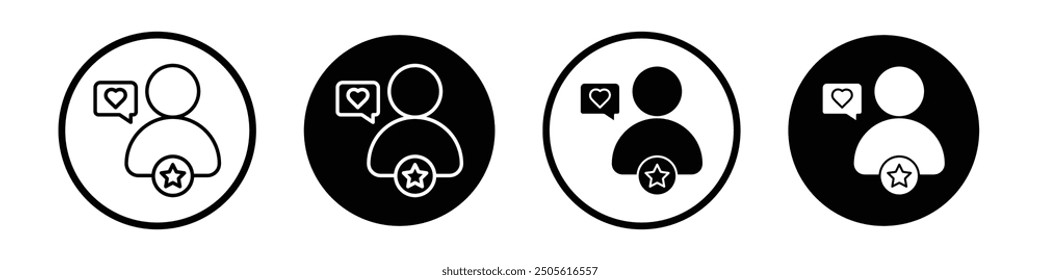 Influencer vector icon set black filled and outlined style.