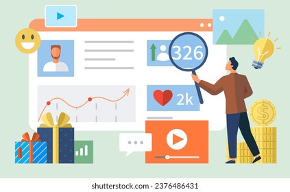 Influencer. Vector illustration. Attracting right audience is key goal for influencers in their marketing efforts The influencer metaphor highlights role online personalities as trendsetters