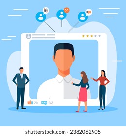 Influencer. Vector illustration. Influencer marketing aims at attracting targeted audience through influential individuals The influencer metaphor compares online personalities to real-life role